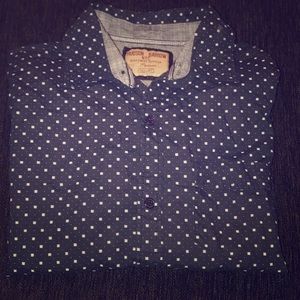 Hudson Barrow blue button-down shirt.